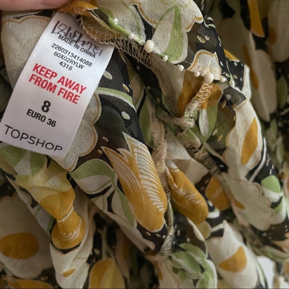 Floral Kate moss x top shop flowy bohemian style peasant long sleeve dress - Picture 12 of 13